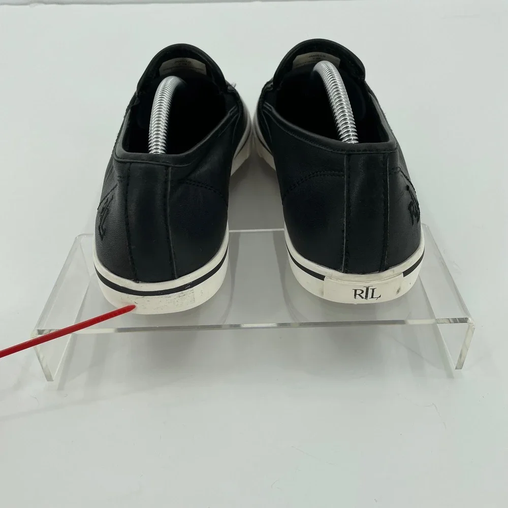 Lauren Ralph Lauren Women's‎ Janis-LG Black Leather Slip On Sneakers Shoes 7.5B